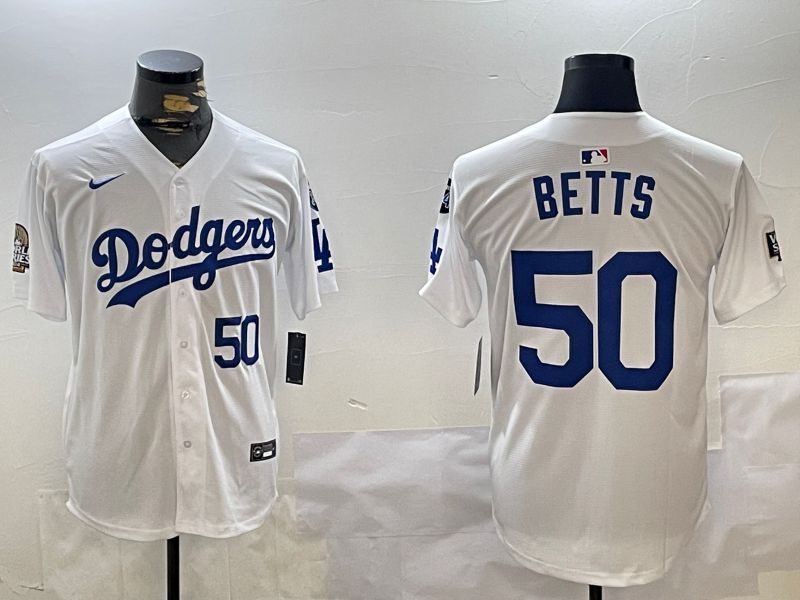 Men Los Angeles Dodgers #50 Betts White Game 2024 Nike MLB Jersey style 11202->los angeles dodgers->MLB Jersey